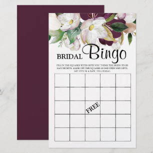 Bridal Bingo burgundy floral Bridal Game