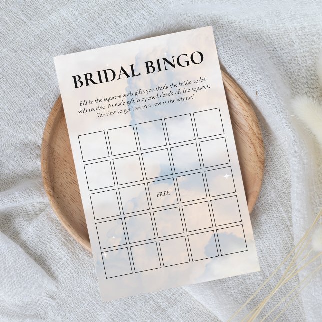 Bridal Bingo Game She's on Cloud Nine  (Bridal Bingo - She's on cloud 9)
