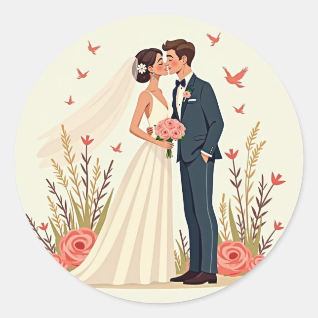 Bridal Bliss Classic Round Sticker (Front)