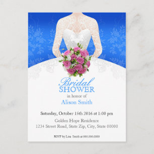 Bridal blue Shower invitation Postcard
