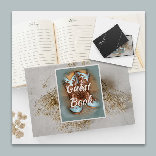 Bridal Boots and Dried Flowers Guest Book