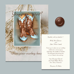 Bridal Boots with Baby's Breath Invitation