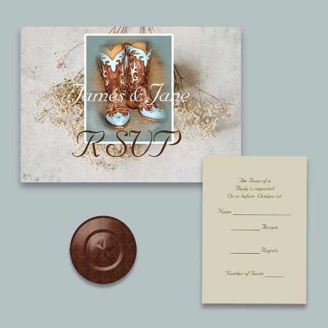  Bridal Boots with Dried Baby's Breath RSVP Card (Creator Uploaded)
