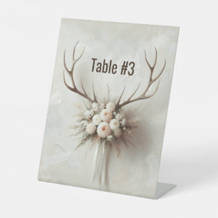 Bridal Bouquet and Deer Antlers Pedestal Sign
