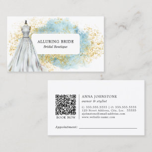 Bridal Boutique Blue Gold QR Code   Appointment Business Card