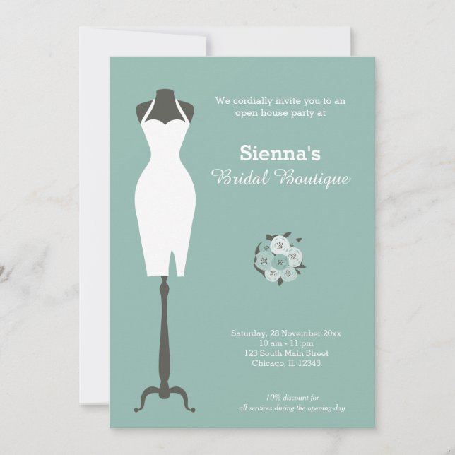 Bridal Boutique - Choose your background colour Invitation (Front)