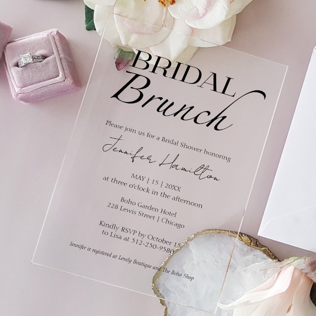  Bridal Brunch | Black & White Bridal Shower Acrylic Invitations (Creator Uploaded)
