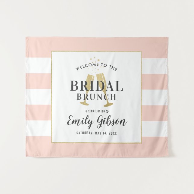 Bridal Brunch Blush Pink Champagne Toast Welcome Tapestry (Front (Horizontal))
