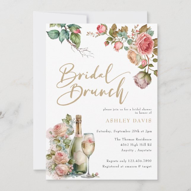Bridal Brunch | Bubbly Bridal Shower Invitation (Front)
