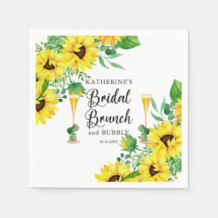Bridal Brunch & Bubbly Shower Boho Sunflowers Napkin
