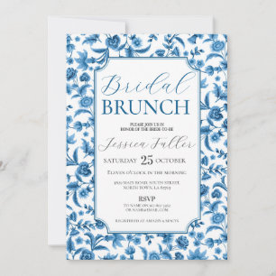 Bridal Brunch Chintz Blue & White Floral Ditsy Invitation