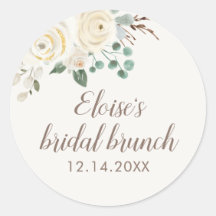 Bridal Brunch Dreamy White Floral Favour Stickers