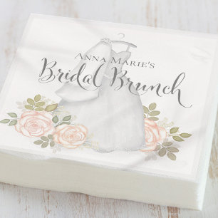 Bridal Brunch Elegant Simple Floral Modern Dress Napkin