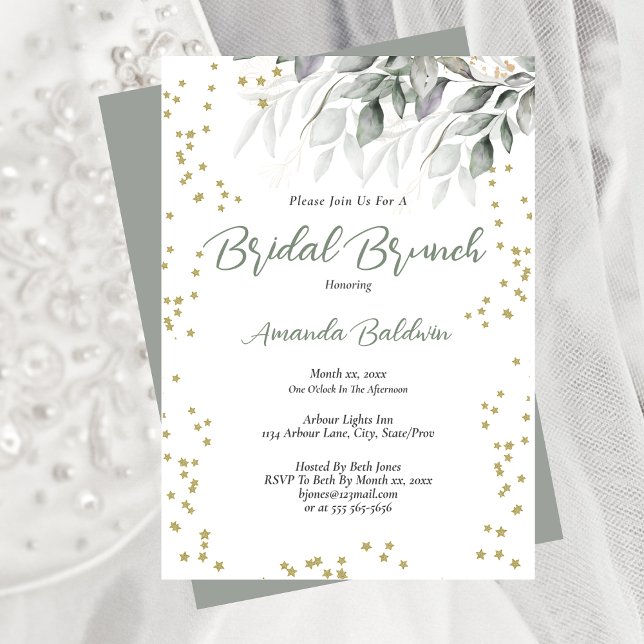 Bridal Brunch Gold Stars  Invitation (Bridal Brunch Gold Stars Invitation)