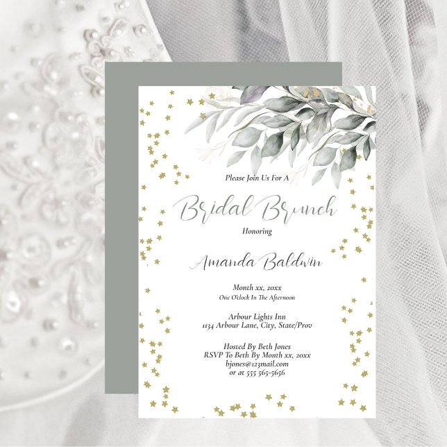 Bridal Brunch Gold Stars  Invitation (Bridal Brunch Gold Stars Invitation)