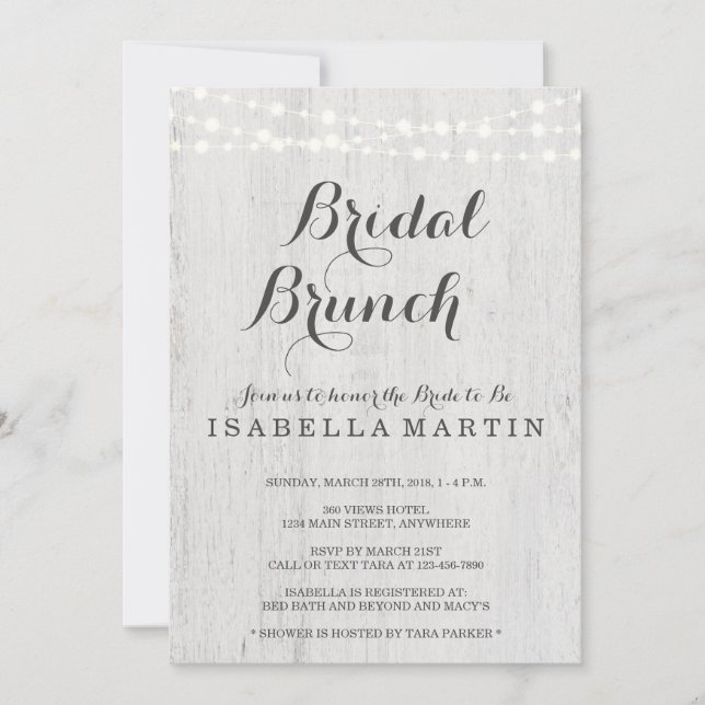 Bridal Brunch Invitation - Rustic Wedding (Front)