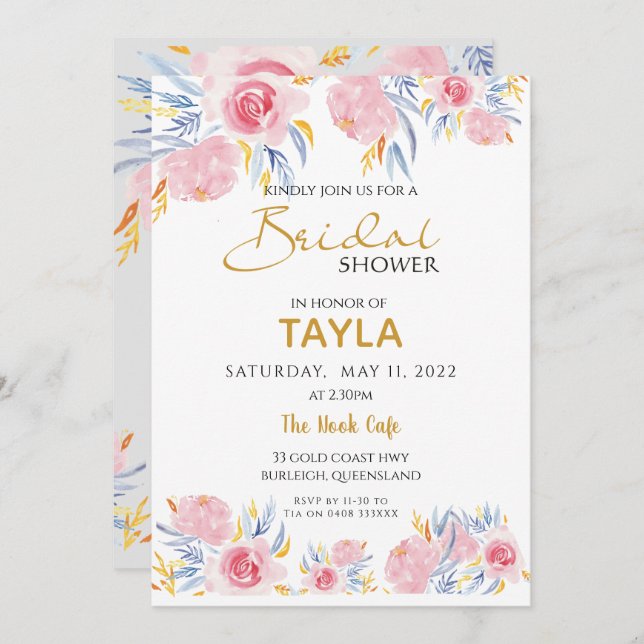 Bridal Brunch Invitations wedding shower invite (Front/Back)