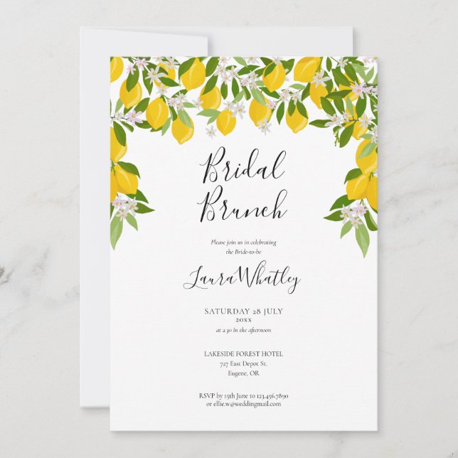 Bridal Brunch Lemons Greenery Bridal Shower Invitation (Front)