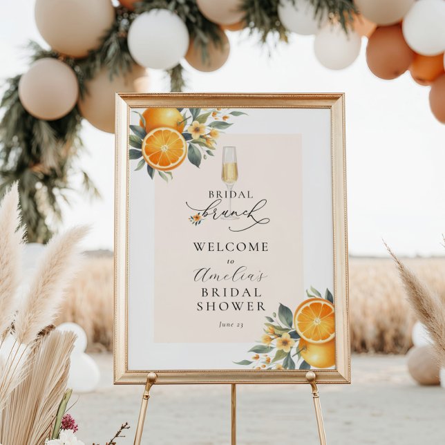 Bridal Brunch Orange Wedding Shower Welcome Sign (Creator Uploaded)