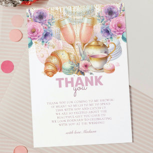 Bridal Brunch Pastel Pink Glitter Gold Thank You Card