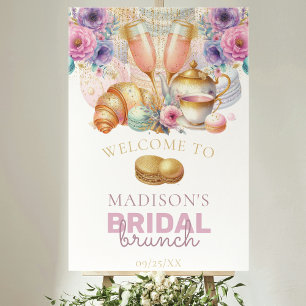 Bridal Brunch Pastel Pink Gold Custom Welcome Poster