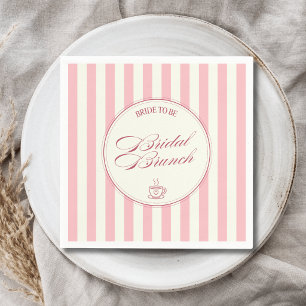 Bridal Brunch Pink Stripes Vintage Cafe Wedding Napkin