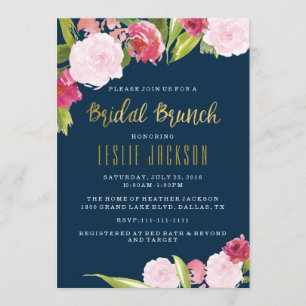 Bridal Brunch Shower Invitation Navy and Gold