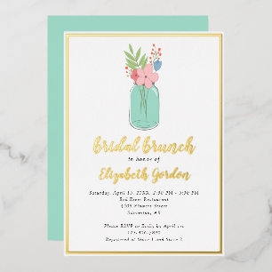 Bridal Brunch Shower Mason Jar Flowers Gold Foil