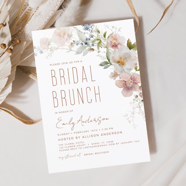 Bridal Brunch Wildflower Boho Elegant Shower Invitation (Creator Uploaded)
