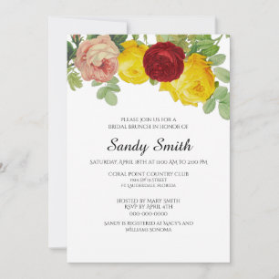 Bridal Brunch with Pretty Roses Floral Invitation