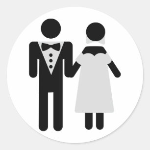 bridal couple icon classic round sticker