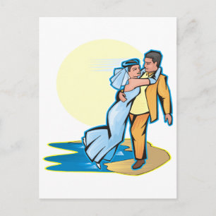 Bridal Couple On Beach Postcard