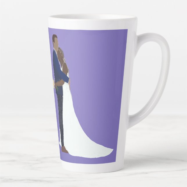 Bridal Couple, skin tones Variation 6 Latte Mug (Right)
