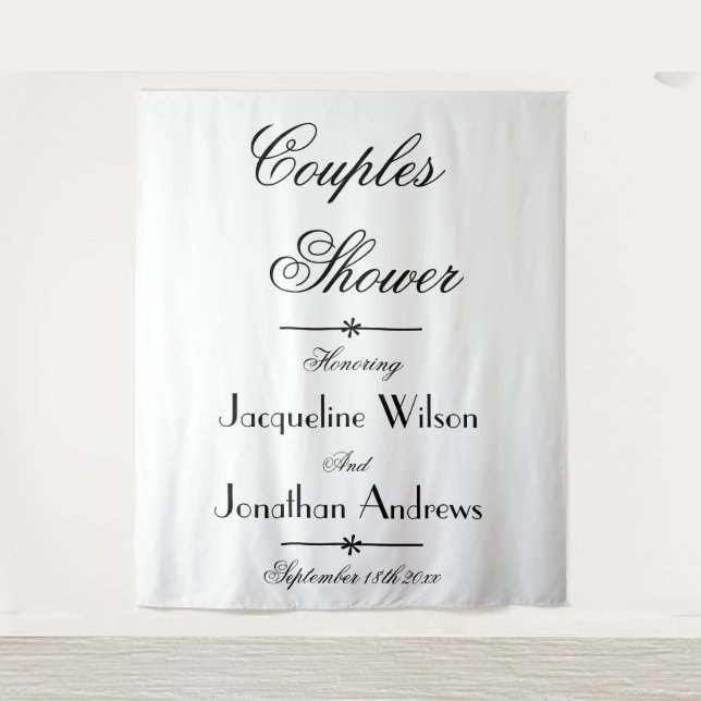 Bridal Couples Shower Script Photo Booth Backdrop Tapestry (Front)