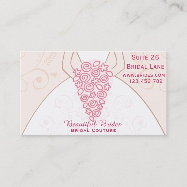 Bridal Couture, Bridal Wear, Wedding dress designs Business Card (Front)