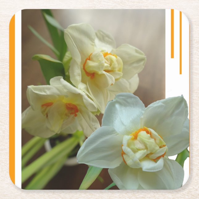 Bridal Crown Daffodils Design Paper Coaster (Front)