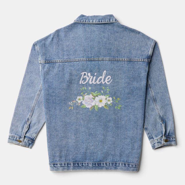 Bridal Denim Jacket with Roses and Typography (Back)
