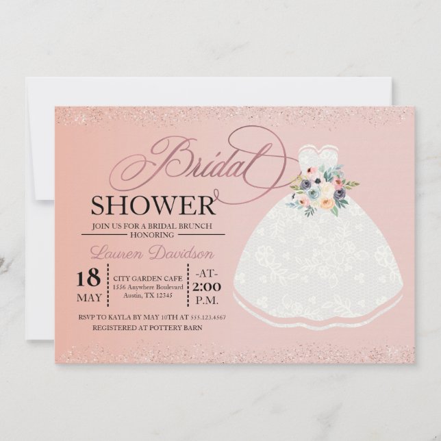 Bridal Dress Bridal Shower Brunch Invitation (Front)
