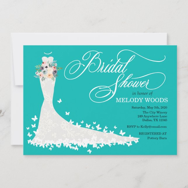 Bridal Dress Bridal Shower Invitation | Any Colour (Front)