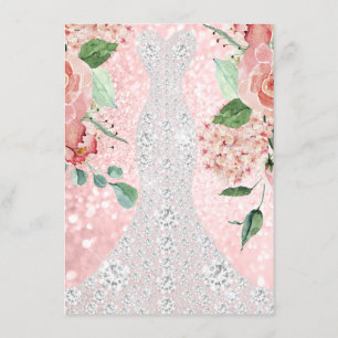 Bridal Dress Spark Rose Floral Pink Rose Florals Invitation