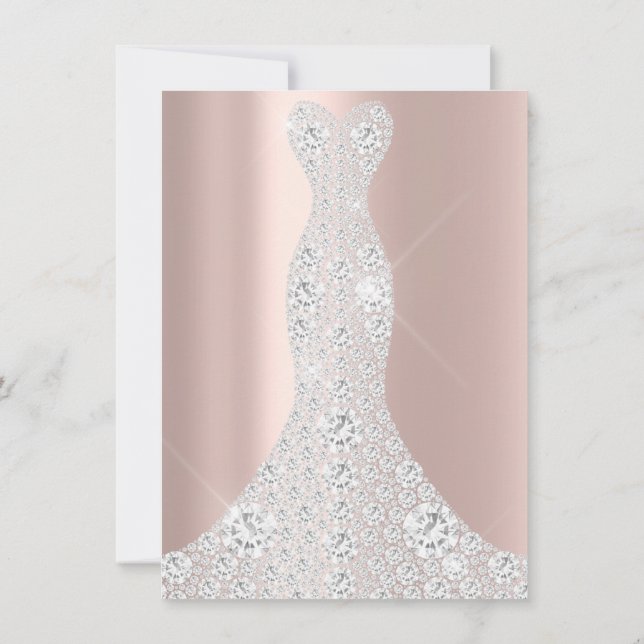 Bridal Dress Spark Rose VIP Pink Rose Diamond Invitation (Back)