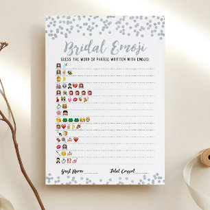 Bridal emoji game with Answers Bridal shower Card