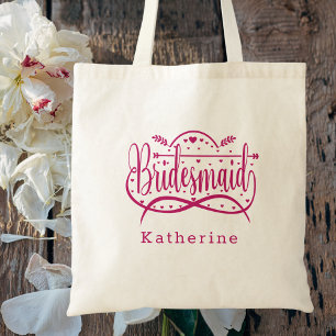 Bridal Favour Bridesmaid Simple Elegant Classy Pin Tote Bag