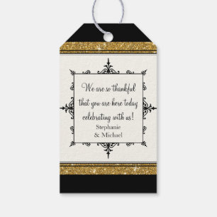 Bridal Favour Gift Tag Gold Ornament Glitter Strip