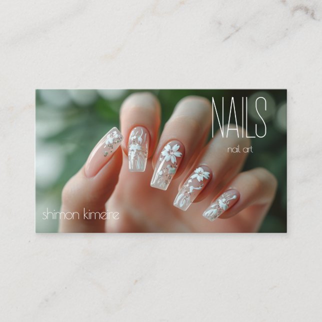 Bridal Floral Nail Art Manicurist Loyalty  Business Card (Front)