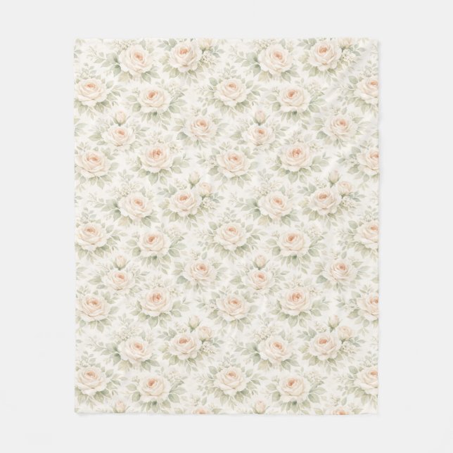 Bridal Floral Pattern Fleece Blanket (Front)