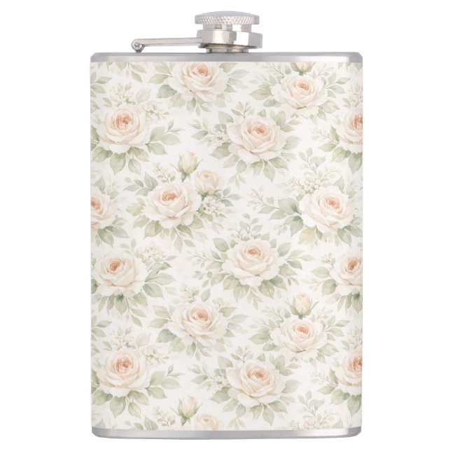 Bridal Floral Pattern Hip Flask (Front)