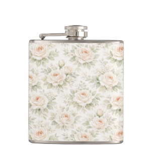 Bridal Floral Pattern Hip Flask