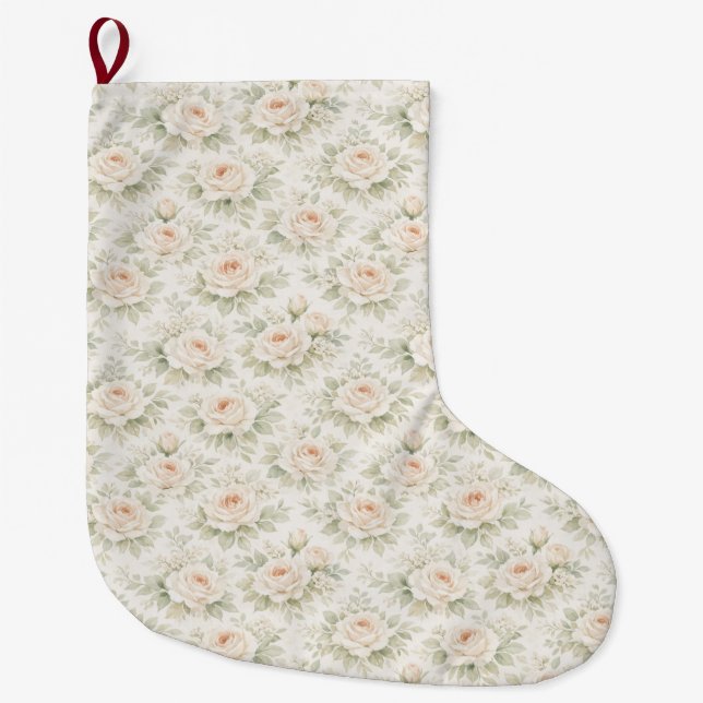 Bridal Floral Pattern Large Christmas Stocking (Front)