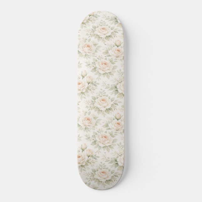 Bridal Floral Pattern Skateboard (Front)